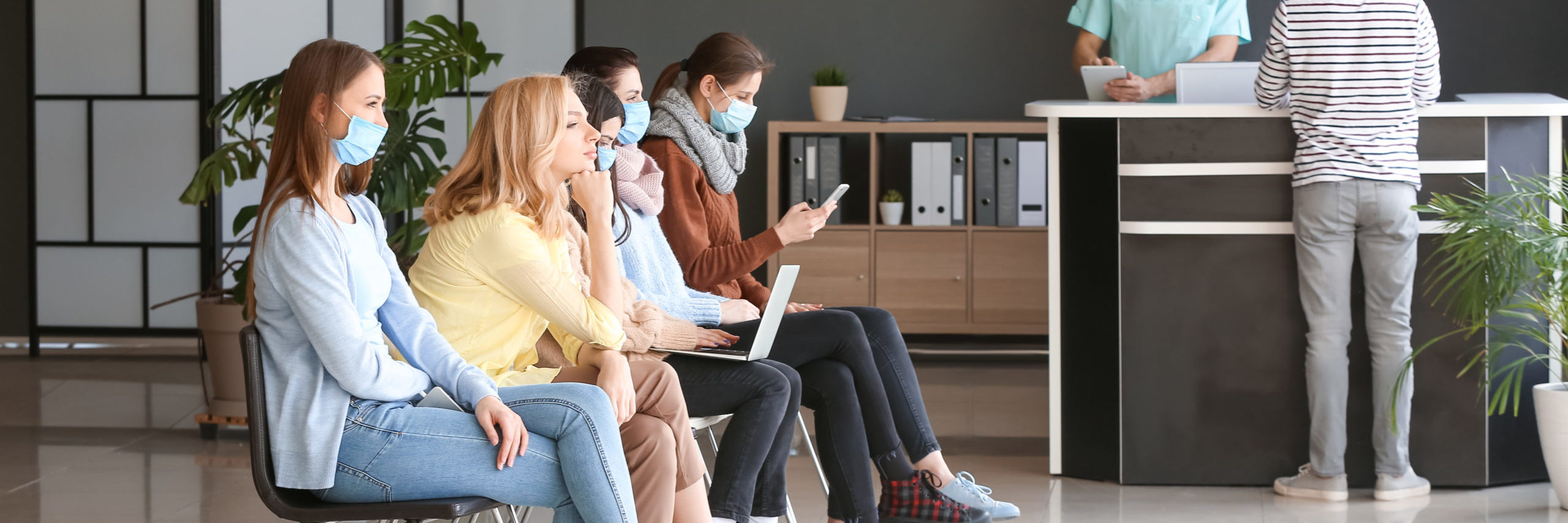 Patients,Waiting,In,Hall,Of,Clinic